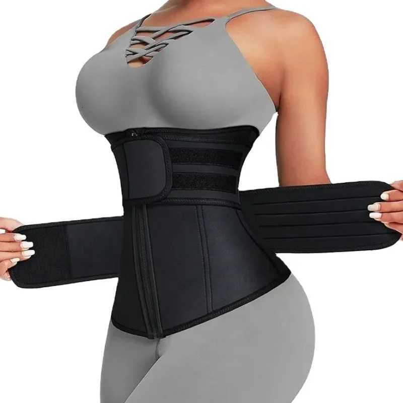 Adjustable Waist for Women Double Belts Neoprene Corset with Zipper Workout Cincher for Tummy Control Back Support W250910