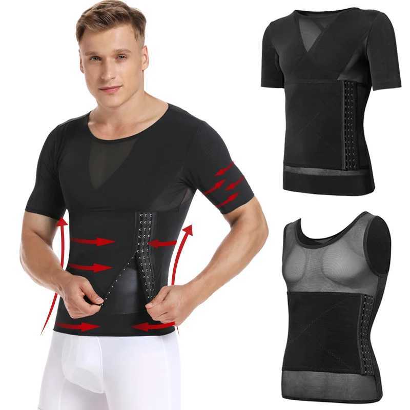 Mens Body Shaper Compression Shirts Abdomen Shapewear Tummy Slimming Sheath Gynecomastia Reducing Corset Waist Slim Tops W250910