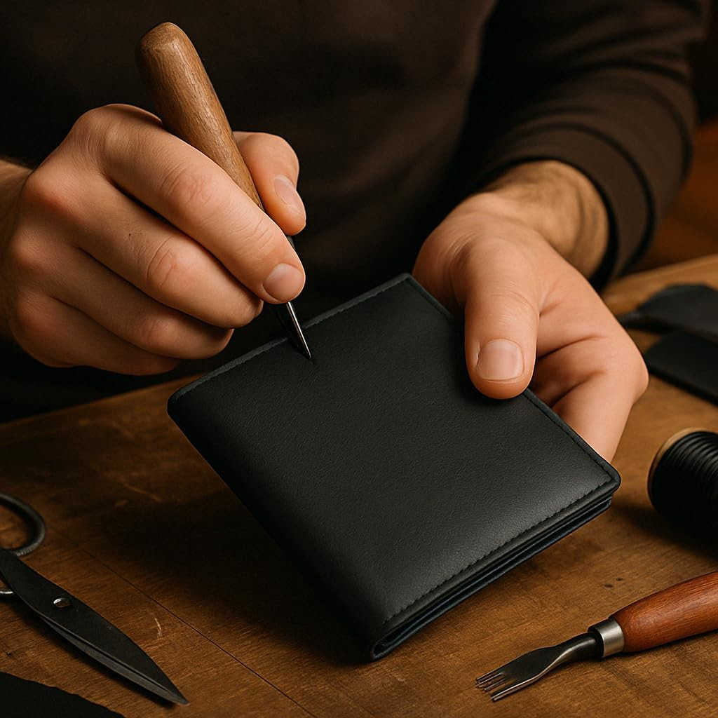New Premium Lambskin Leather Bifold Hipster CARD Wallet BlackZ250910