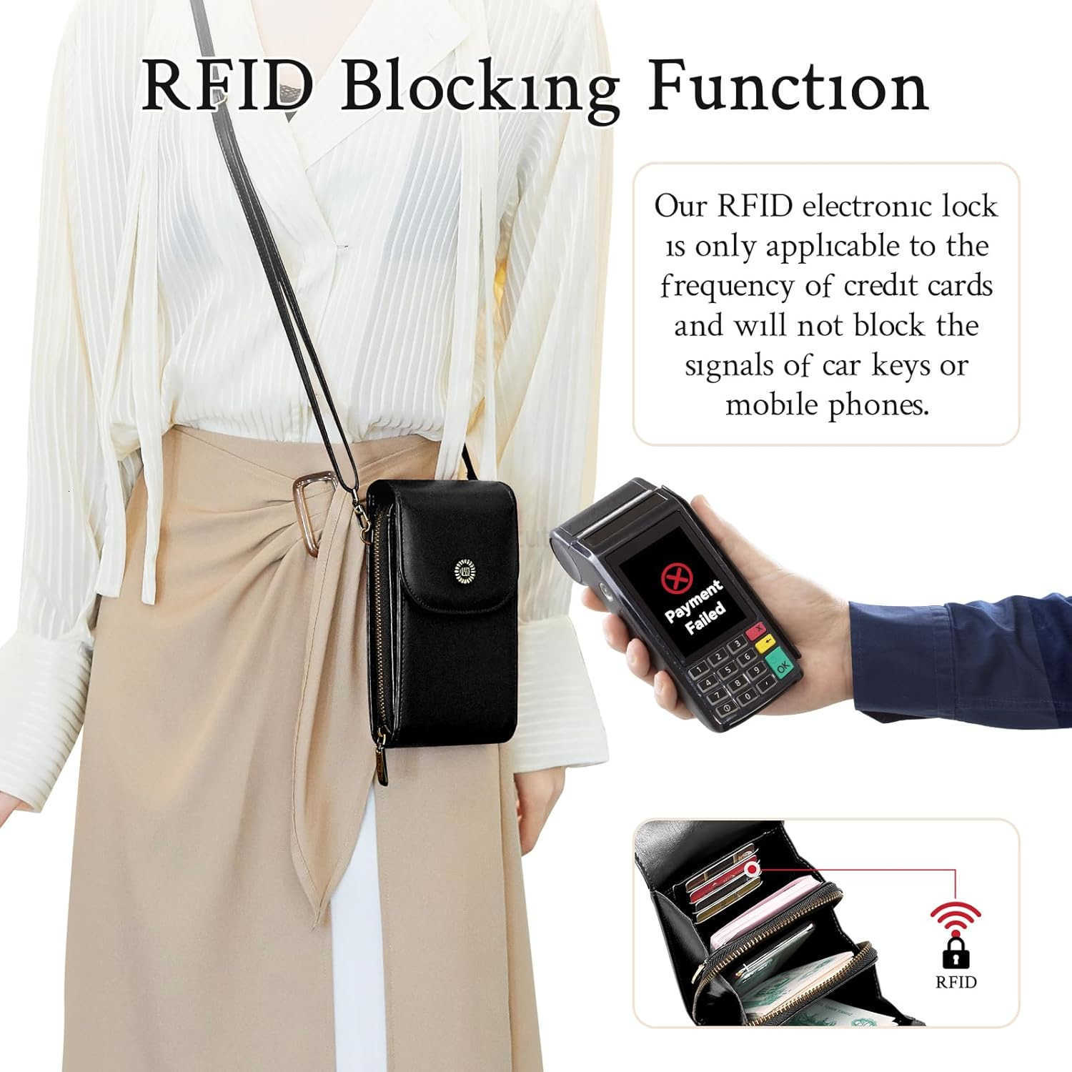 Vegan Leather Small Crossbody Bags for Women RFIDBlocking Phone Wallet Purse Z250910