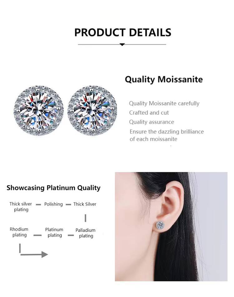 Customized Hot Selling 925 Silver Romantic VVS Grade Moissanite Earrings for Wedding Engagement Party