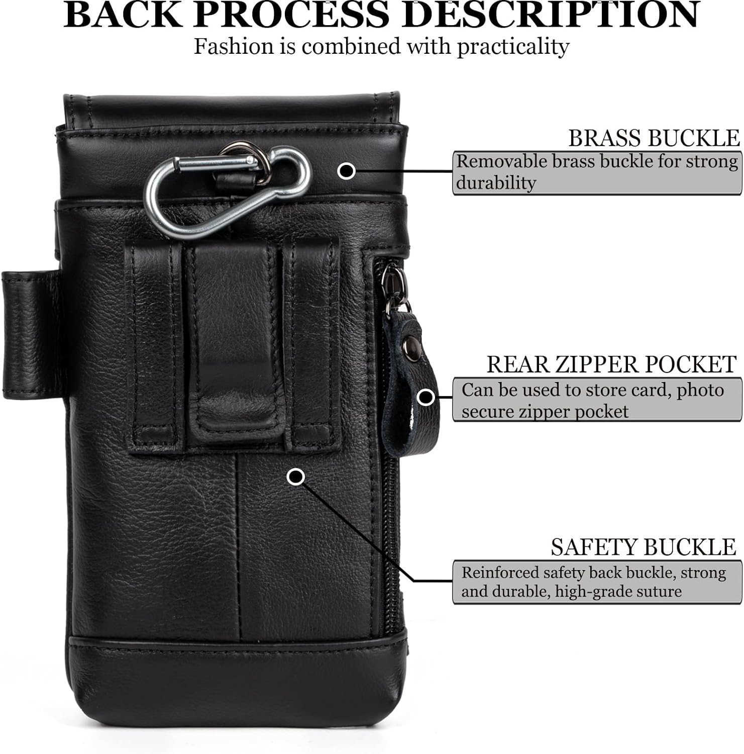 Leather Phone Holster Genuine FullGrain Buffalo Leather Cell Phone Holsters for iPhone 16 15 14 13pro S24 S23 S227H X 35 W Black Z250910