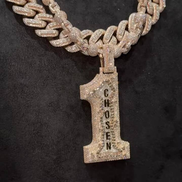 2 Tall Custom Made 10k Solid Rose Gold VVS1 Lab Grown Diamond CVD Custom Made Number Pendant