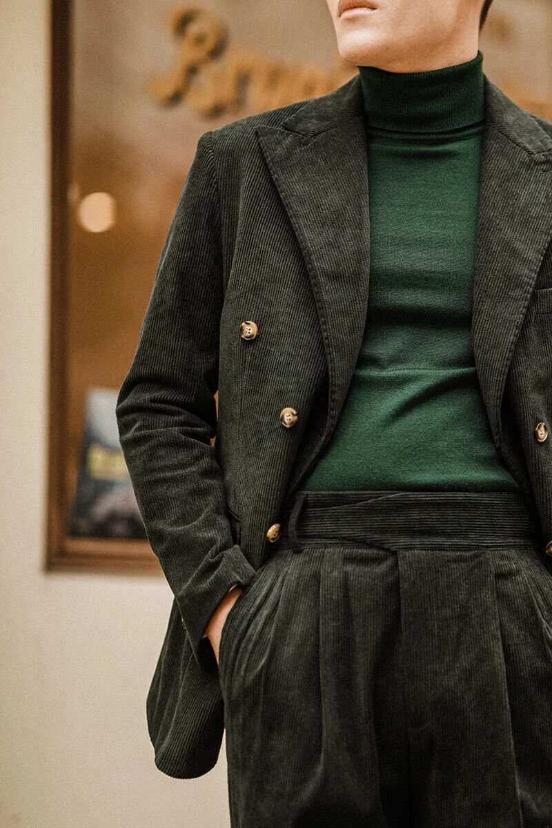 Caramel corduroy vintage mens suit 2piece set Suit Coat Suit Pants Mens customized suit AutumnWinter Business Mens Jacket W250910