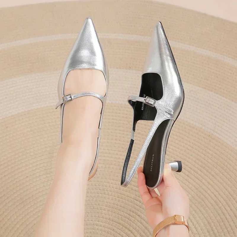 New Spring Womens Slingback Shoes Pointed Toe Stiletto Starp Sandals Womens Sexy Dress Party Womens High Heels High Heels W250910