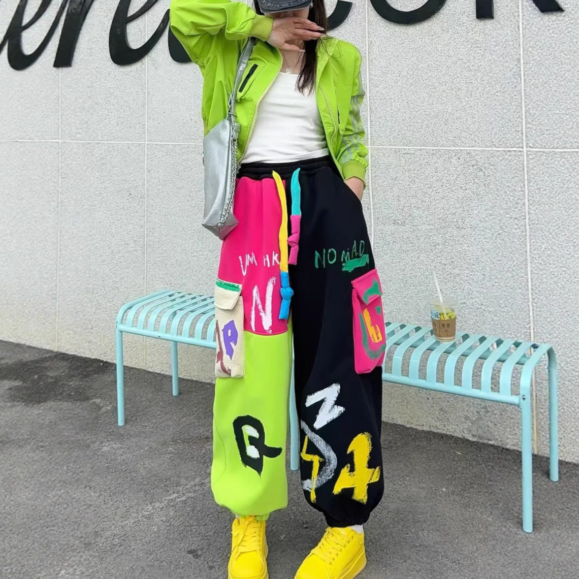 Tie Dye Graffiti Print Hip Hop Pants Women Y2k Clothes Sweatpants Casual Elastic Waist Jogger Pants Vestidos Streetwear 240809