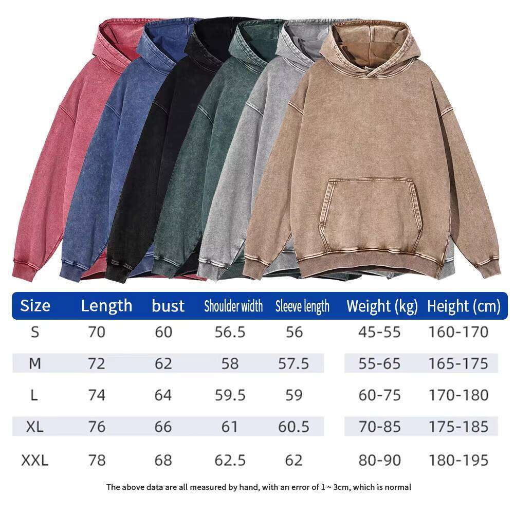 100% Cotton 420gsm High-Quality Heavyweight Puff Print Acid Wash Oversized Cordless Hoodie
