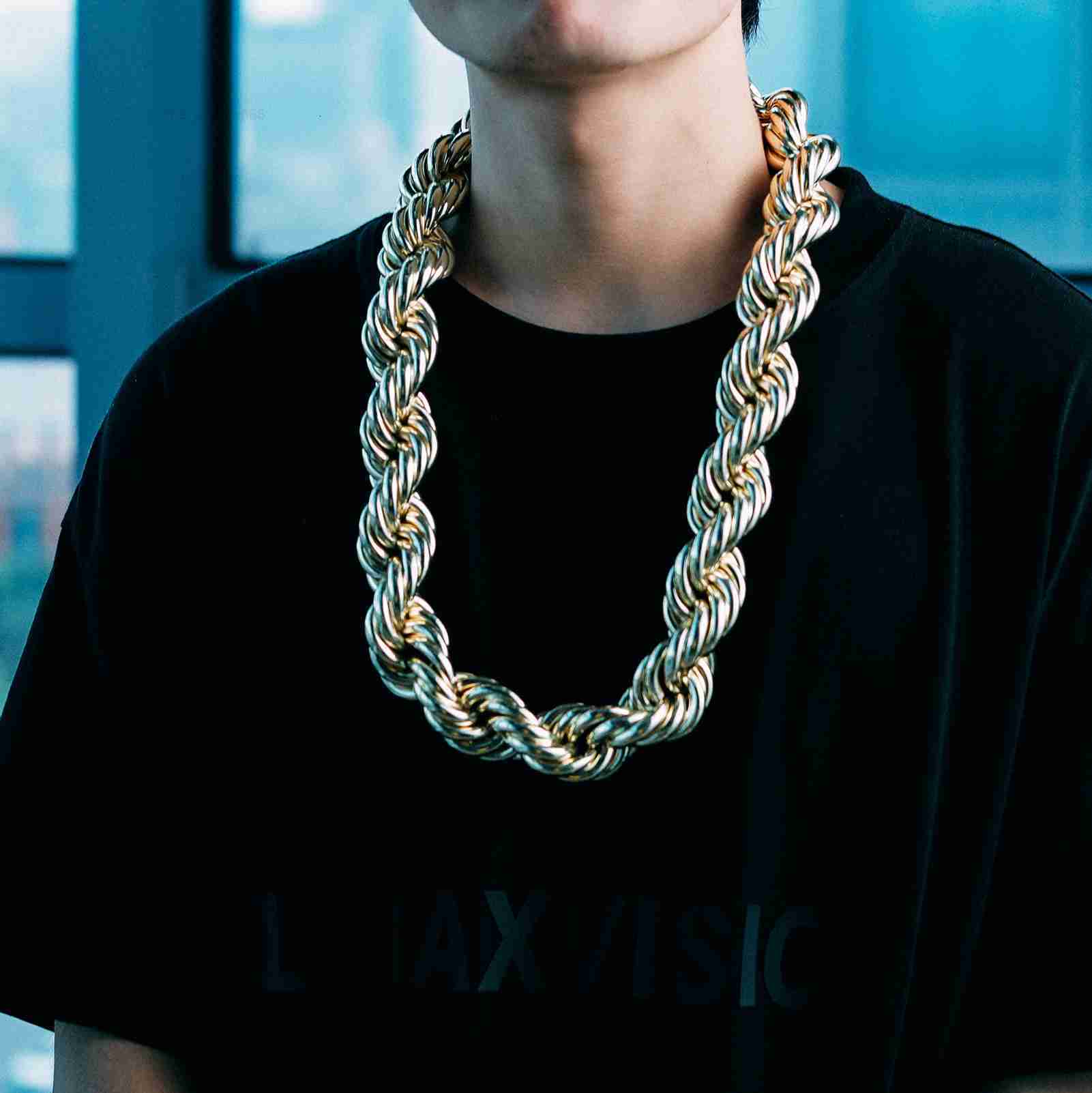 Hip Hop 30MM 14K Gold Plated Rope Chain Oversize Rope Chain for Men Gold Chain Necklace