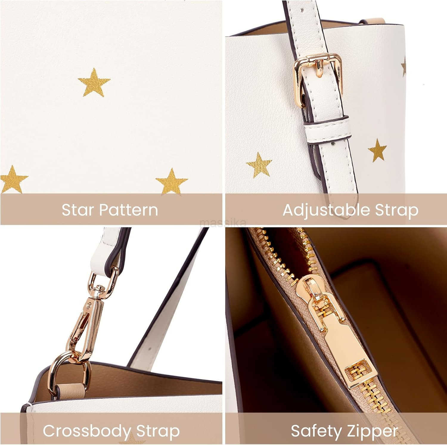 Star Print Tote Bag for Women Tophandle Crossbody Bags Soft PU Crossbody Tote Large Capacity Womens Satchel Handbag M250910