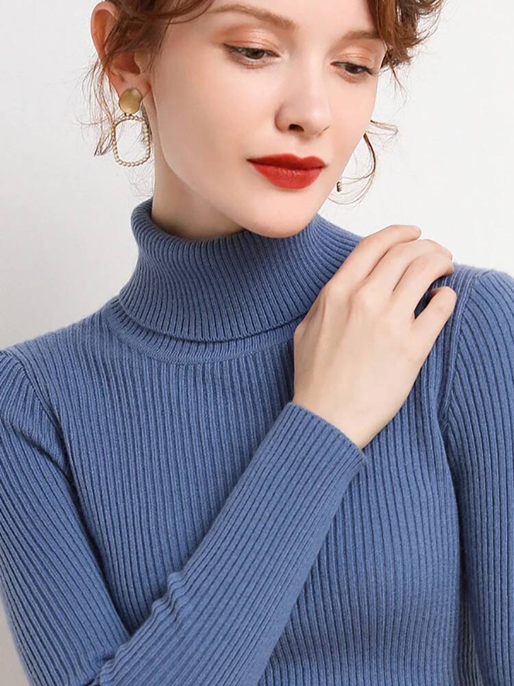 Women Fall Turtleneck Sweater Knitted Pullovers Cashmere Jumpers Soft Sweaters Female Basic Blouse New dongdumaoyi