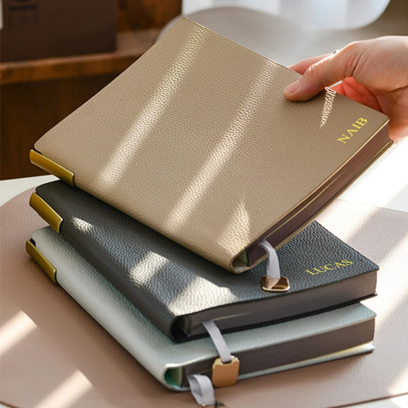 Engrave Name PU Leather Notebook A5 Business Office Student To Do List Personalized Simple Diary Books Stationery Gift250906