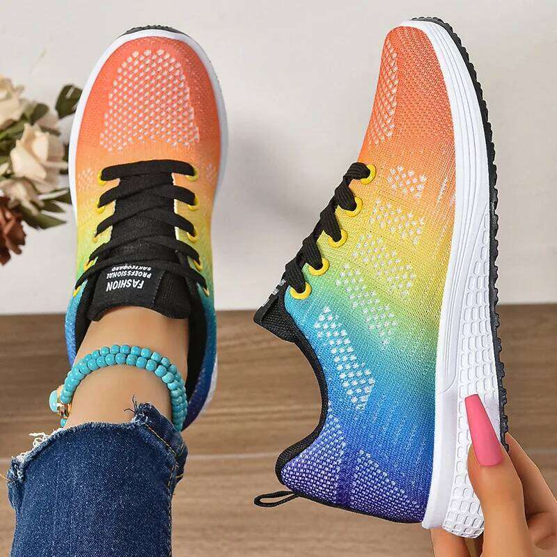 Women's Casual Flats Sports Shoes Trainers Ladies Mesh Breathable Shoes Platform Female Sneakers for Women Basket Tenis Feminino