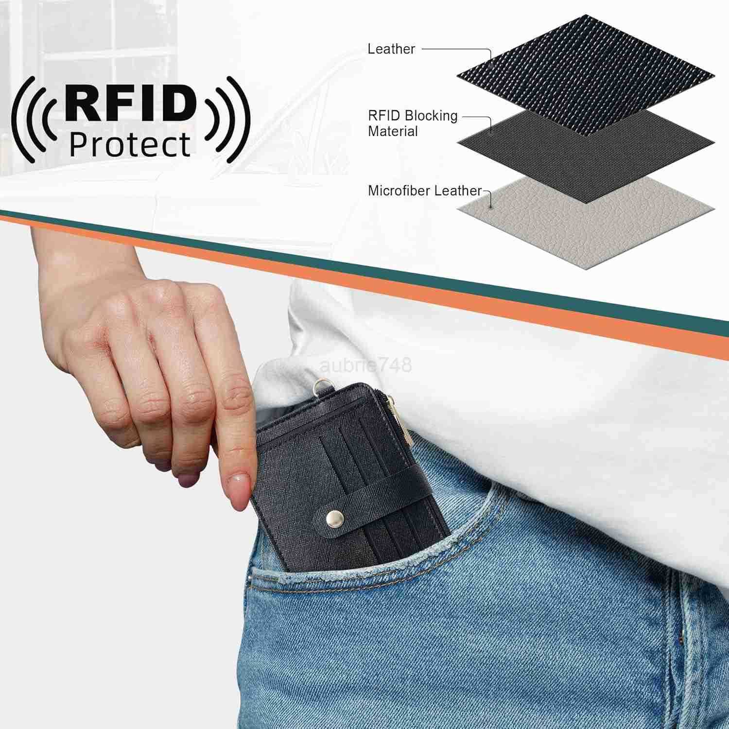 Keychain Wallet with Bracelet RFID Blocking Wristlet Credit Purse Card Holder Silicone Bead Tassel Key Ring for WomenZ250910