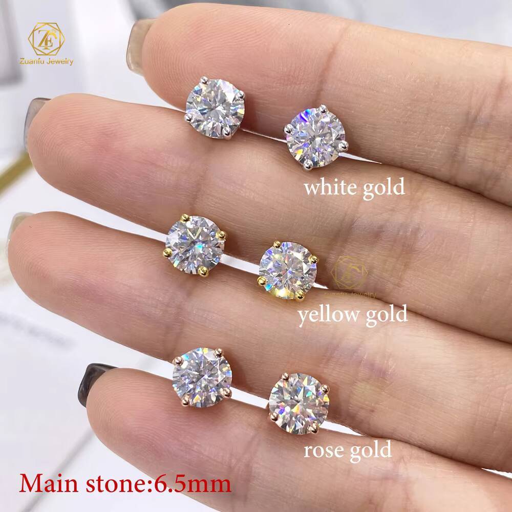 Wholesale Price D Color 1Carat VVS Diamond Moissanite Earring 925 Sterling Silver Moissanite Stud Earrings for Men Women