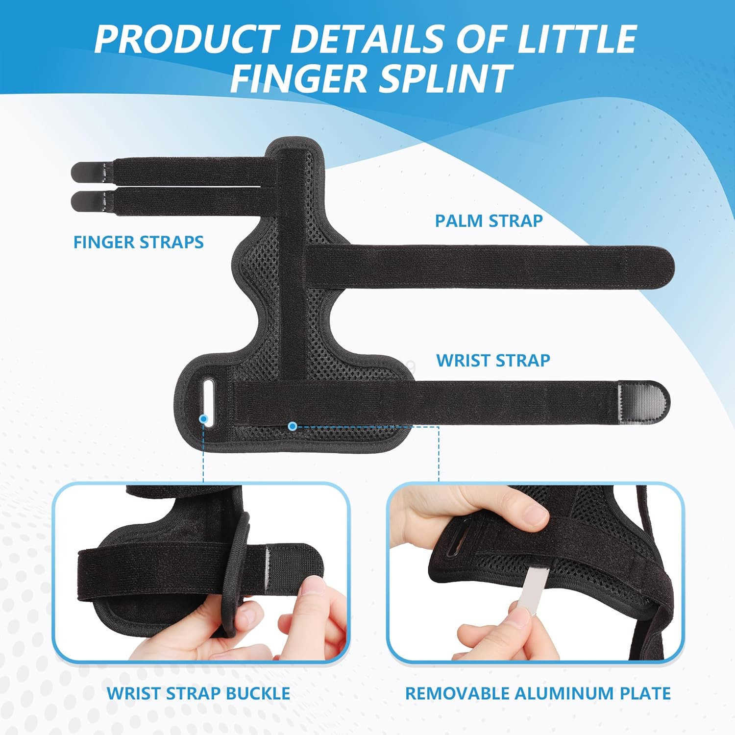 Finger Splint Finger Splint for Pinky Broken Finger Trigger Finger Metacarpal Splint Hand Brace Little Finger Brace for Tendonnitis Pain Relief Fits f