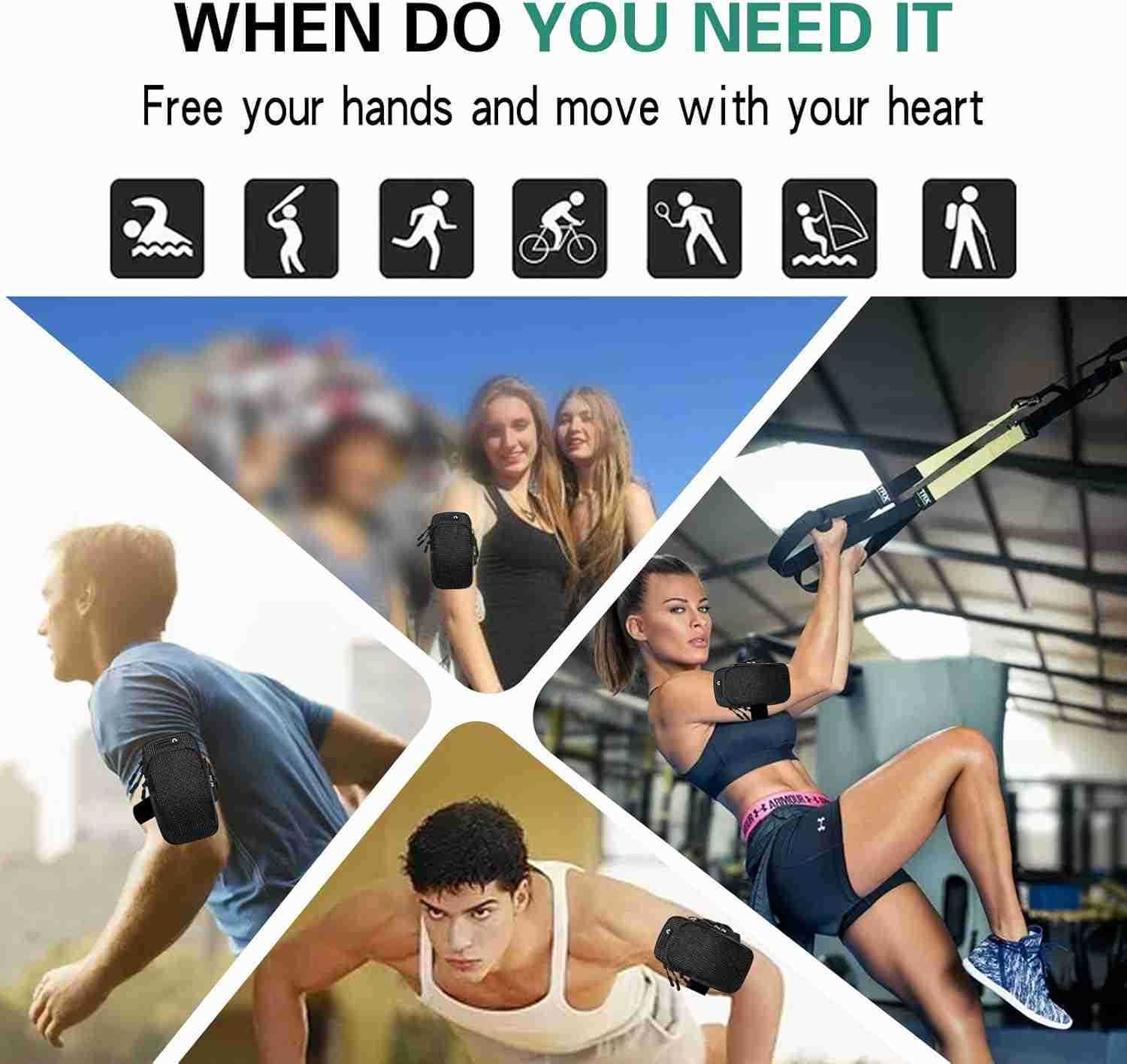 Sports Running Armband Adjustable Arm Bag Suitable for Outdoor Exercise Phone Case Holder Compatible with Phones Under 65 inches Regular Z250910