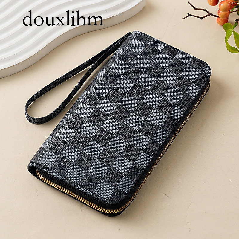 douxlihm Designer Creates A New Luxury Wallet Storage Space For Women, Minimalist Retro Canvas, Large Capacity Snap Zipper, Black Multi Card Slot, Cas