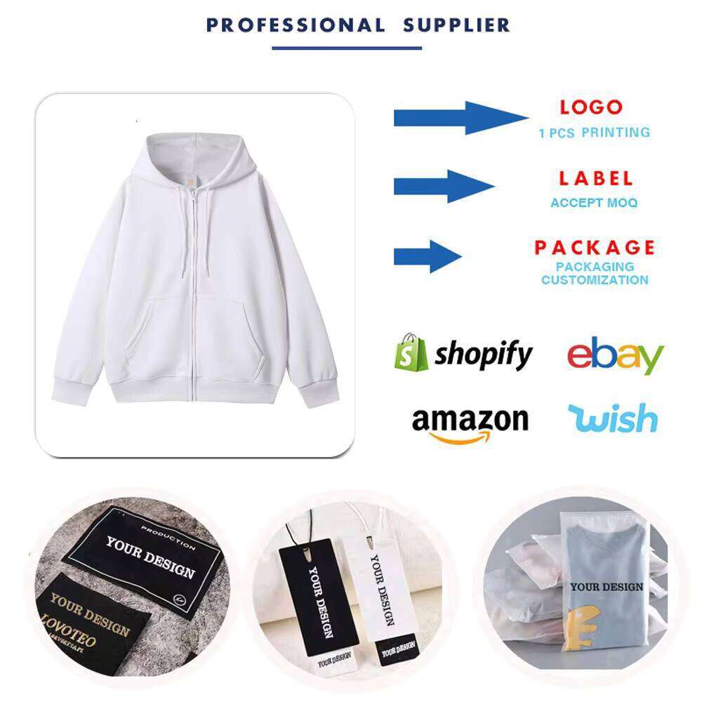 350g Unisex Streetwear Blank High-Quality Oversized Men's Zipper Hoodie