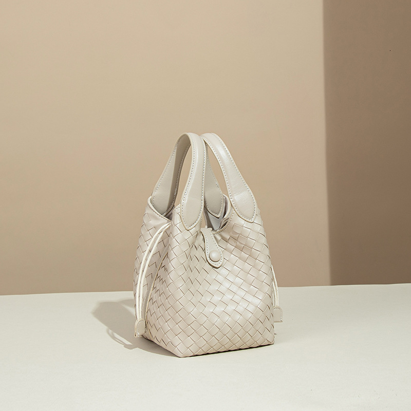 Intellectual Style High-End Design Double Handle Basket Tote Fashion Trend Drawstring Woven Bag