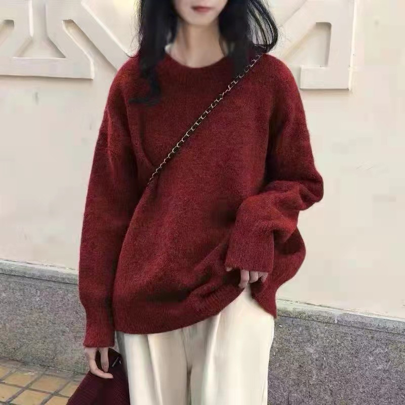 2025 New Solid Color Soft Lazy Style design Hoodie Multi functional Sweater Autumn/Winter New Loose Multi functional Round Neck Thick Designer Knitted