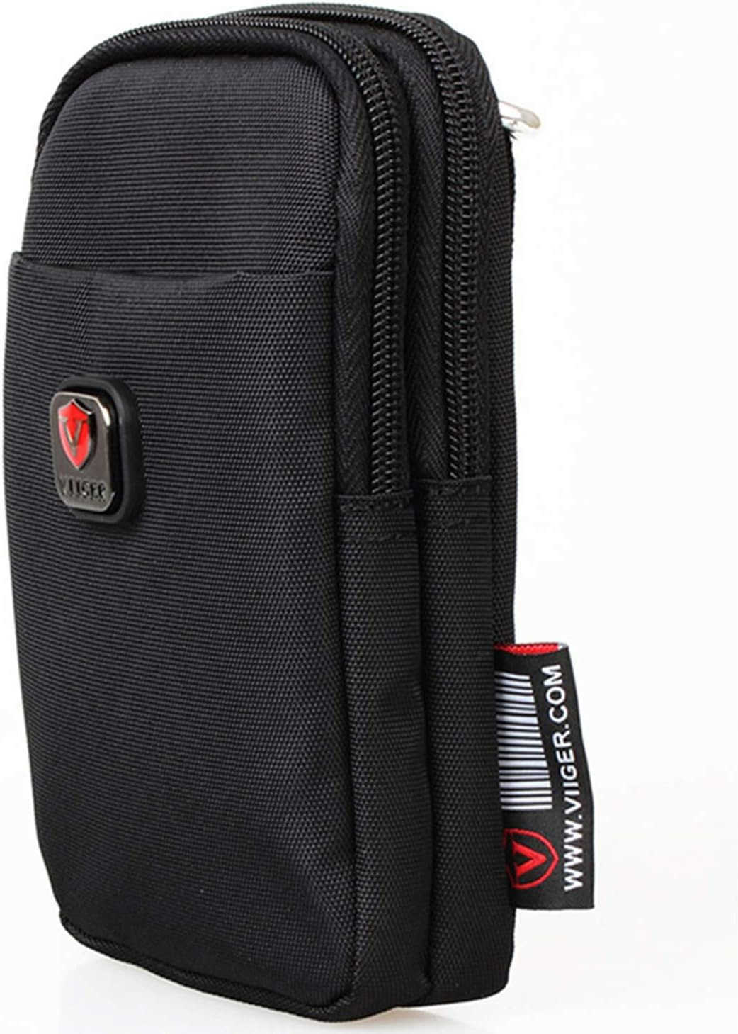 Versatile Nylon Dual Phone Holster Cellphone Belt Case Holder Mens Belt Pouch wClip Smartphone Belt Loop Pouch Bag 2 Zipper Pockets Compatible with iP