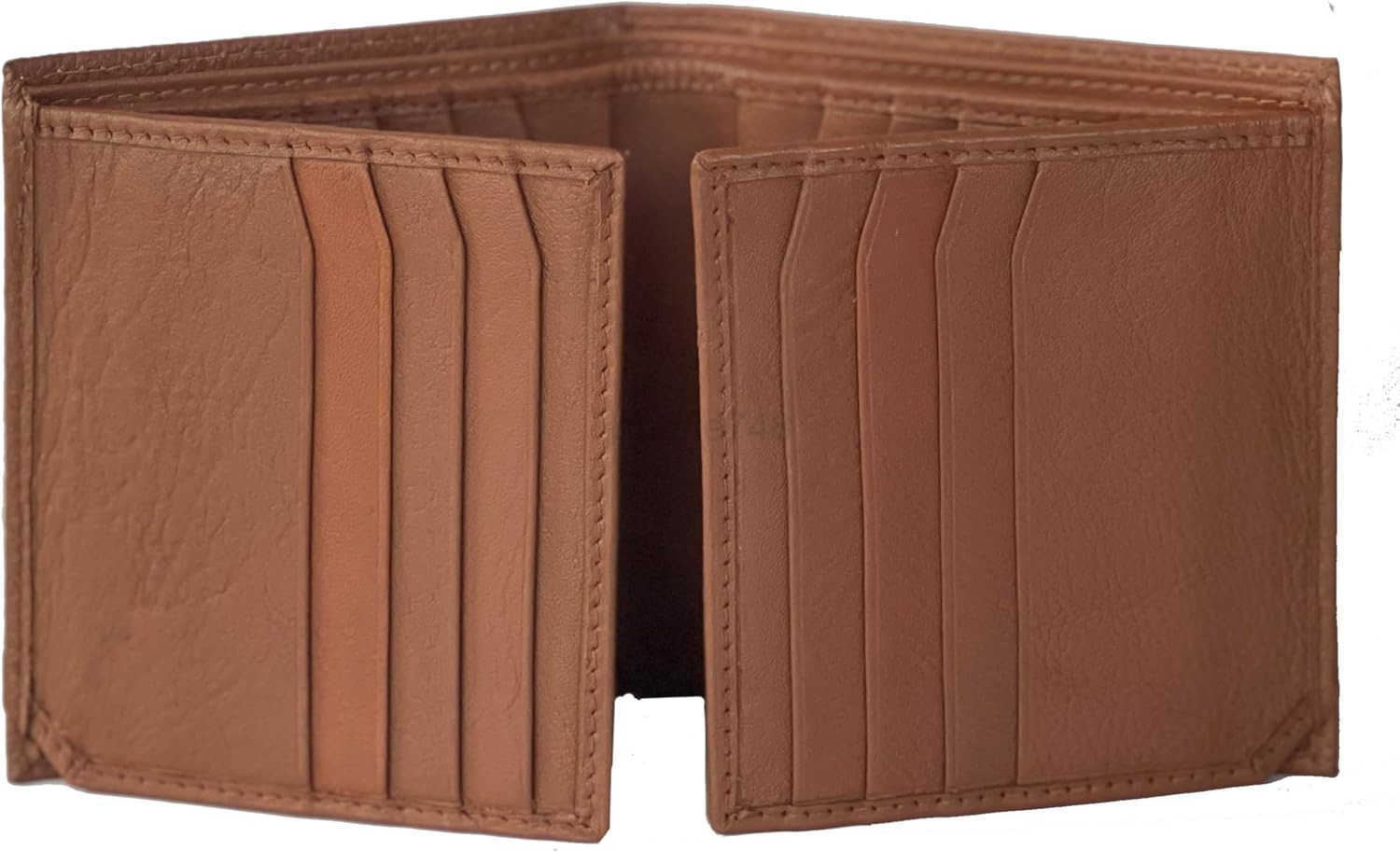Genuine Nappa Cow Leather Thick Dual CARD ID Flap Quad Fold Large Bifold Mens Wallet Passcase RFIDZ250910