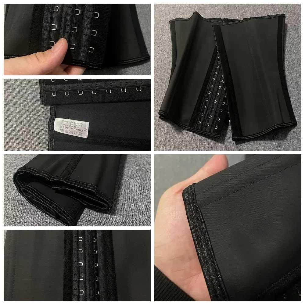 9SteelBone Shapewear Men Latex Waist Corsets Body Shaper Slimming Tummy Control Cincher Weight Loss Sport Girdle W250910