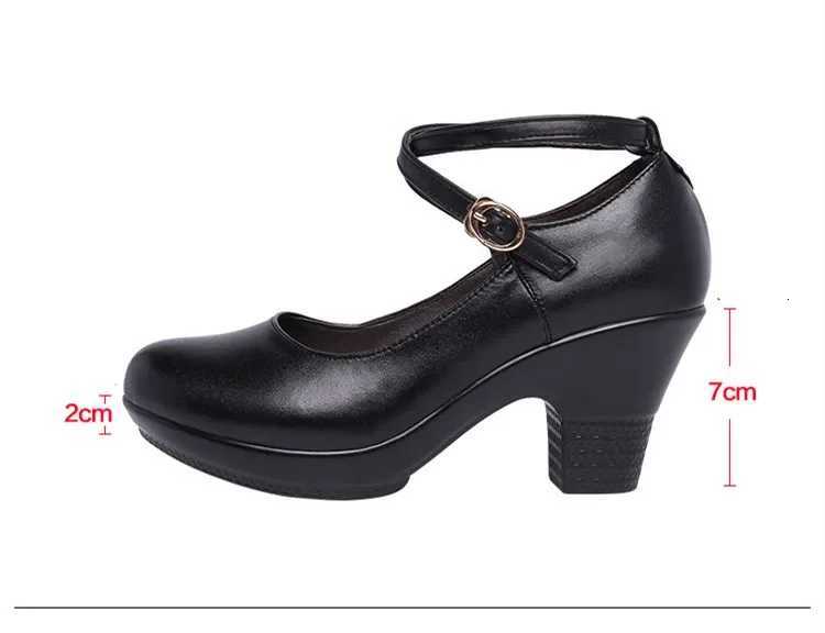 7cm Small Size 3243 Gladiator Pumps Women Genuine Leather Shoes 2024 Med Block Heels Platform Shoes for Office Model Dance Mom W250910