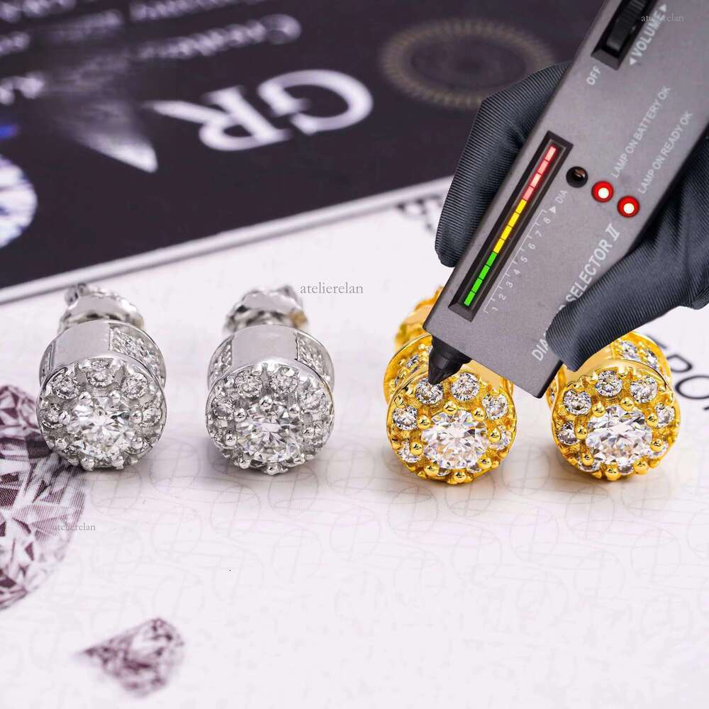 Wholesale Pass Dia Tester Hot Selling Fine Jewelry Men Women Earring Sterling Sier Hiphop VVS Moissanite Stud Earrings