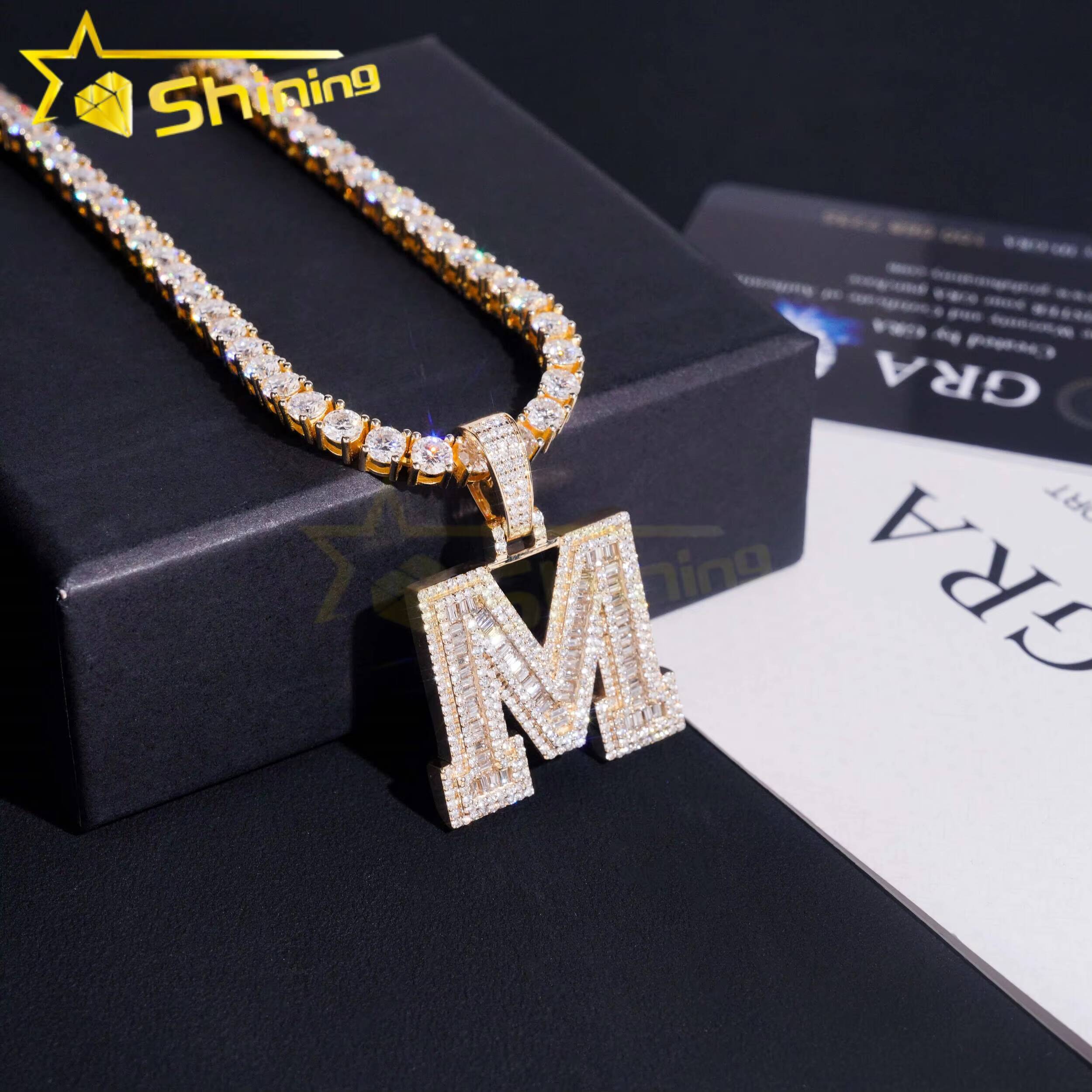 Custom Made Hip Hop Jewelry 10K 14K 18K Real Gold Lab Diamond Iced Out Hip Hop Initial Pendant HighEnd Hand Setting Jewelry
