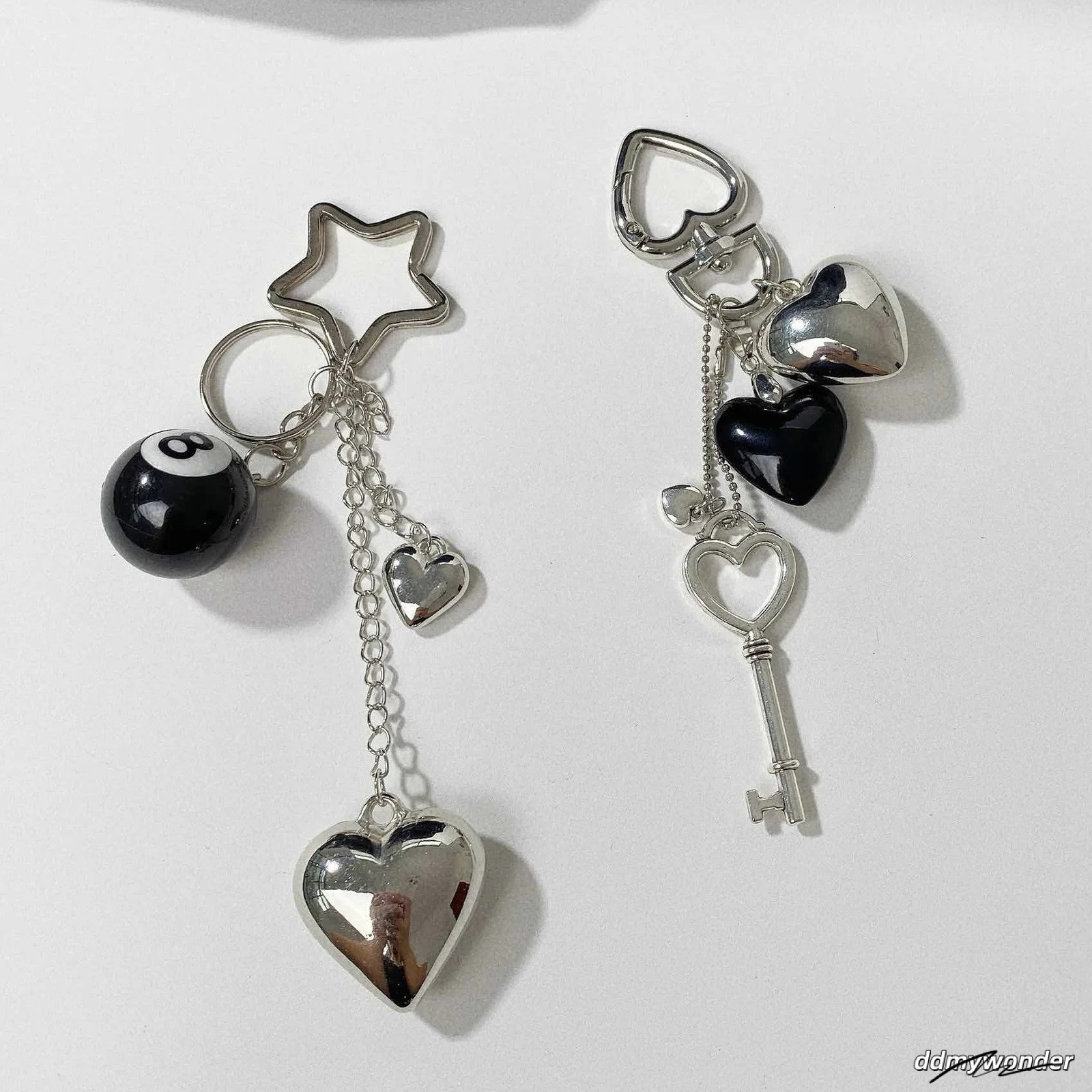 Phone Keychains: Metallic Star Heart Keychain - Cool Car Keychains Bags, Phones, Unique Pendant For Men, Women, Couples ddmywonder ddmywonder ddmywond