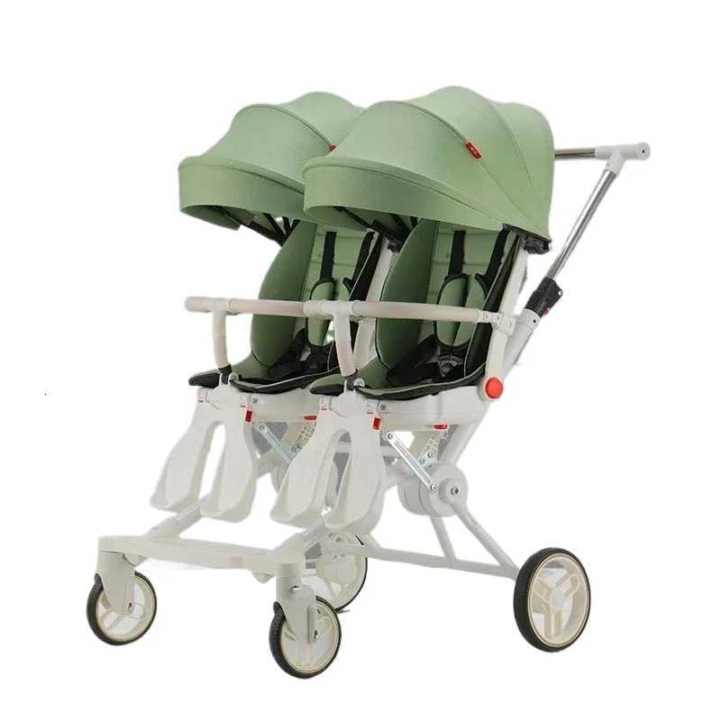 Twin strollers for two children Two seats Lightweight folding stroller Multifunctional stroller can sit and lie down W250910