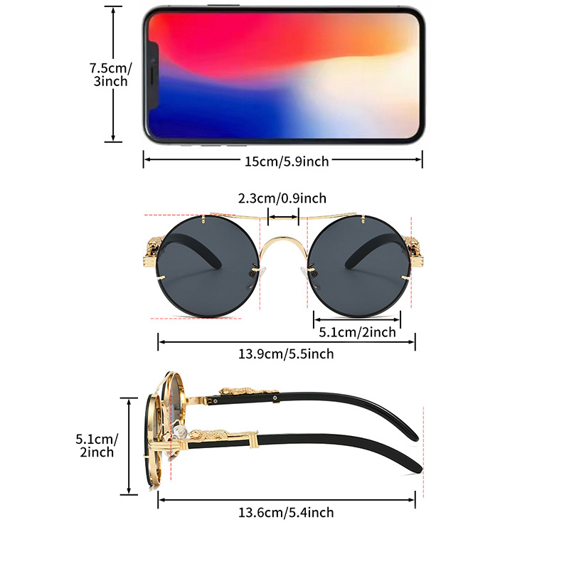 Sunglasses KAMMPT Vintage Round Men Fashion Double Bridge Multicolor Shades Women Retro Trendy Design Sun Glasses