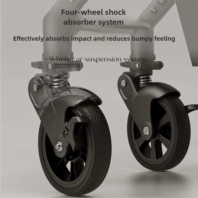 Lightweight Fourwheel Universal Baby Stroller Twoway Sitting and Lying Reversible Shockabsorbing Folding Newborn Babystroller W250910
