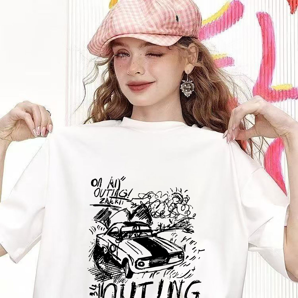 Fashion Versatile Printed Short-Sleeve Top - High-Quality Heavyweight Pure Cotton Tee (260g) 202509101