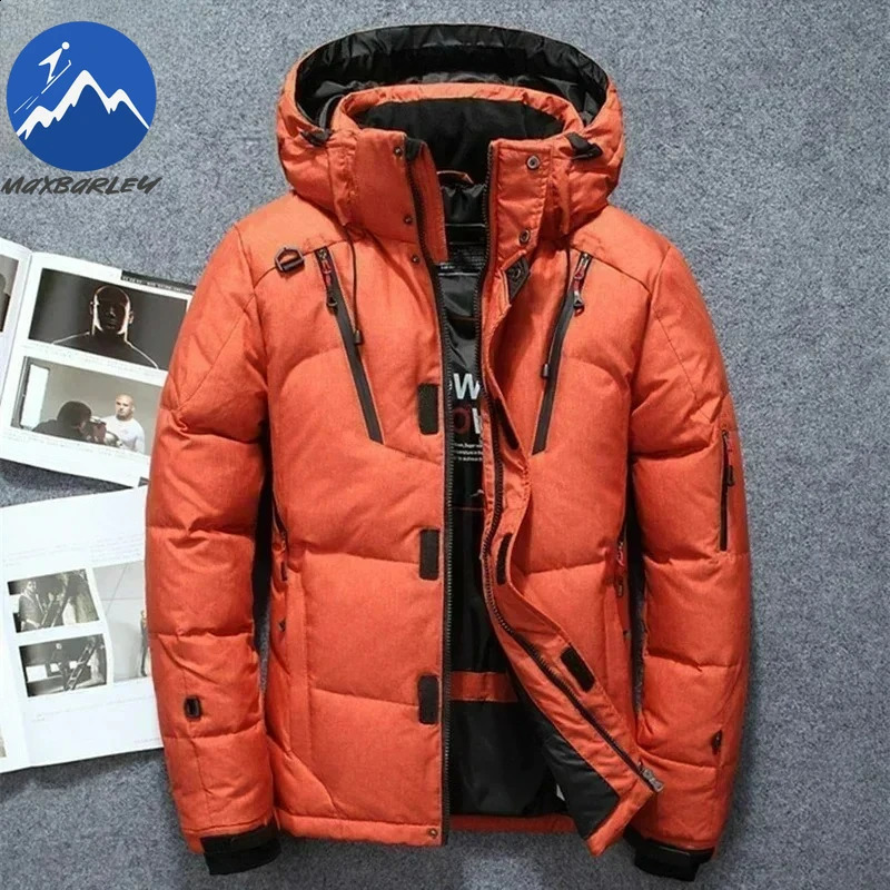 20 Degree Winter Men White Duck Down Jacket Thick Warm Snow Coat Male Hood Windbreaker Parkas Outerwear Sportswear Puffer 250910