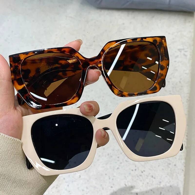 Vintage Brand Designer Polygon Sunglasses Women For Men Fashion Sun Glasses Trendy Punk Ladies Orange Big Shades ddmythur