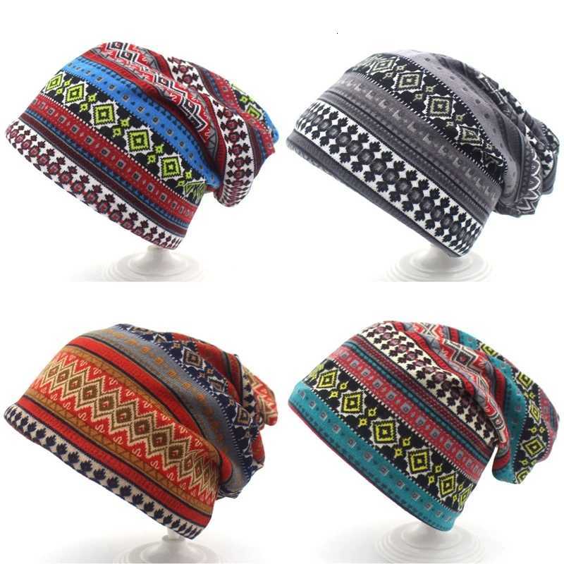 Ethnic Sty Slouchy Beanies Hat Fashion Cololock Hair Cover Sklies s Wen Men Holiday Casual Scarf Hats Autumn Winter G250910