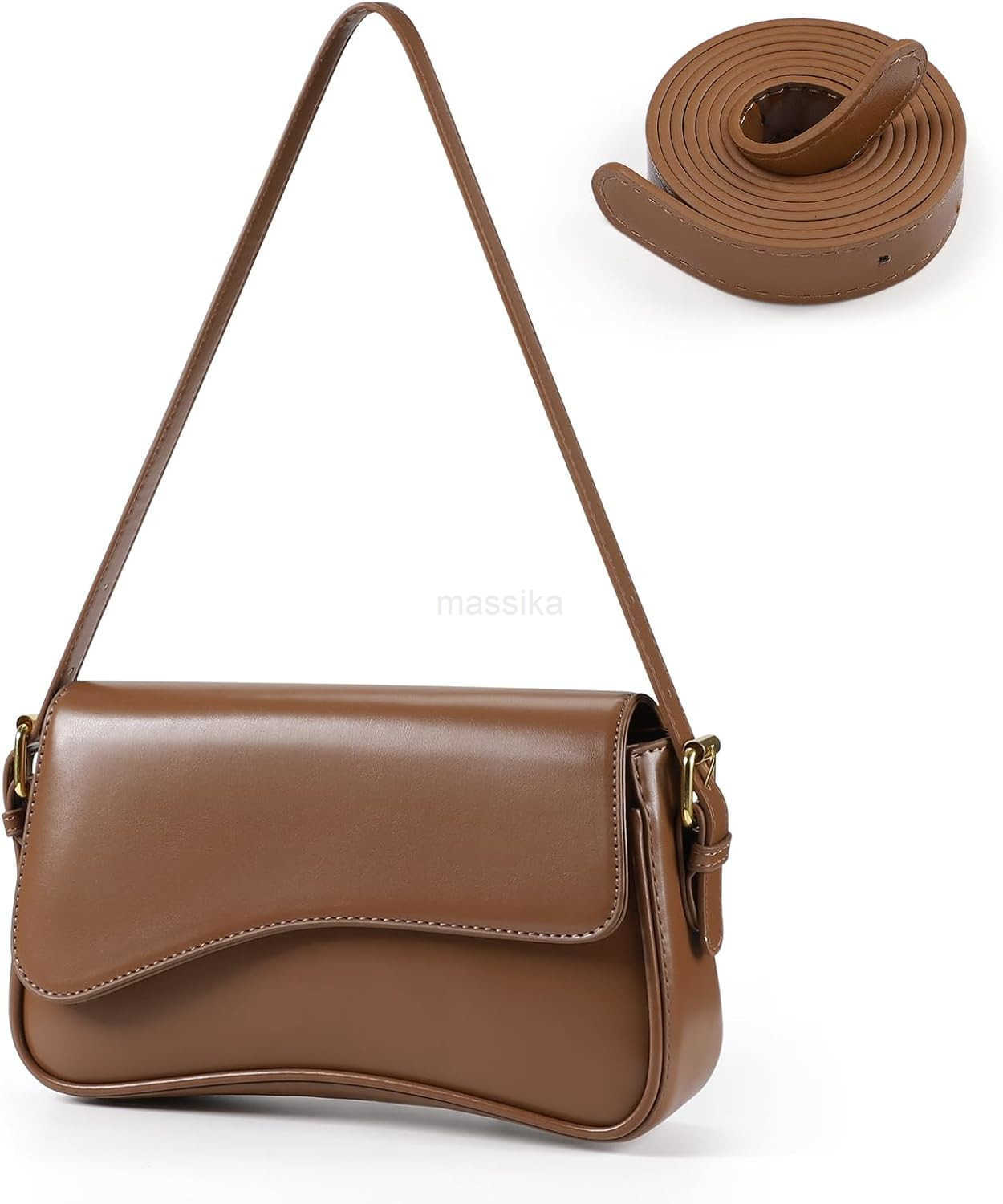 Shoulder Bag for Women PU Leather Crossbody Bag Clutch Purse with 2 Adjustable Straps Hobo Bag Y2K Trendy Saddle Bag M250910
