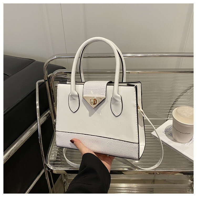 New Fashion Lock Buckle Patchwork Texture 2025 Women's Large Capacity Simple Stylish Single Shoulder Crossbody Handbag Small Square Bag