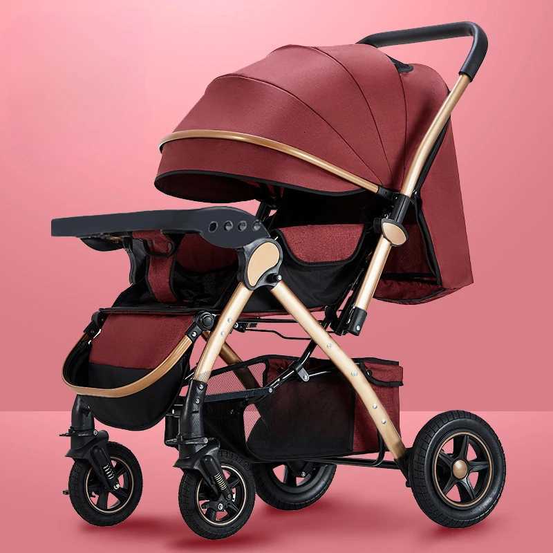 Fourwheel Strollers High Landscape Strollers Baby Car Trolley Pram Baby Carriage Foldable and Washable Multifunctional Stroller W250910