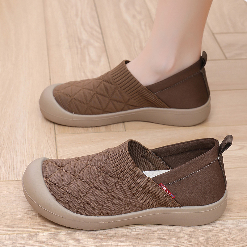 Autumn new designer women's single shoes anti slip soft sole slippery lazy shoes flat shoes lightweight single shoes casual breathable mother sho