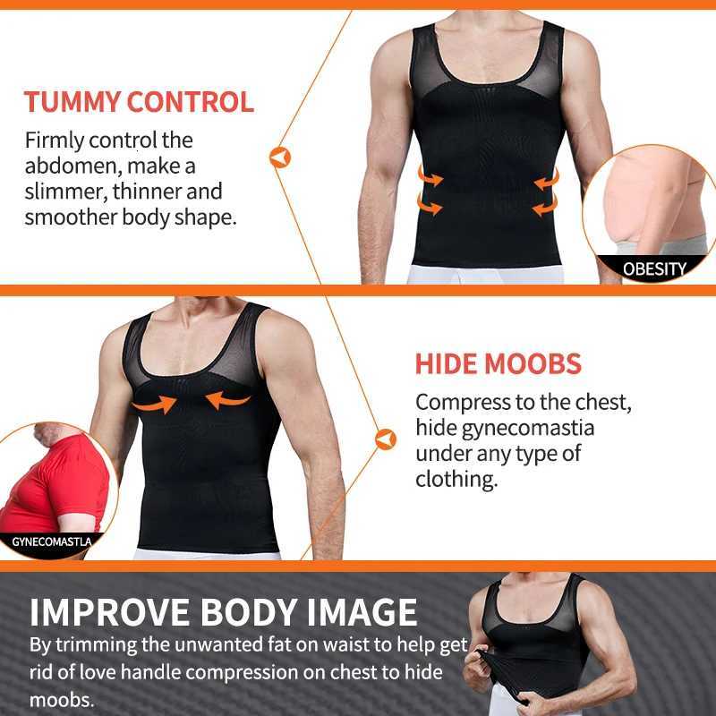 Men Shapewear Chest Compression Shirt to Hide Gynecomastia Moobs Slimming Body Shaper Vest Abdomen Chest Slim Shirt Men Corset W250910