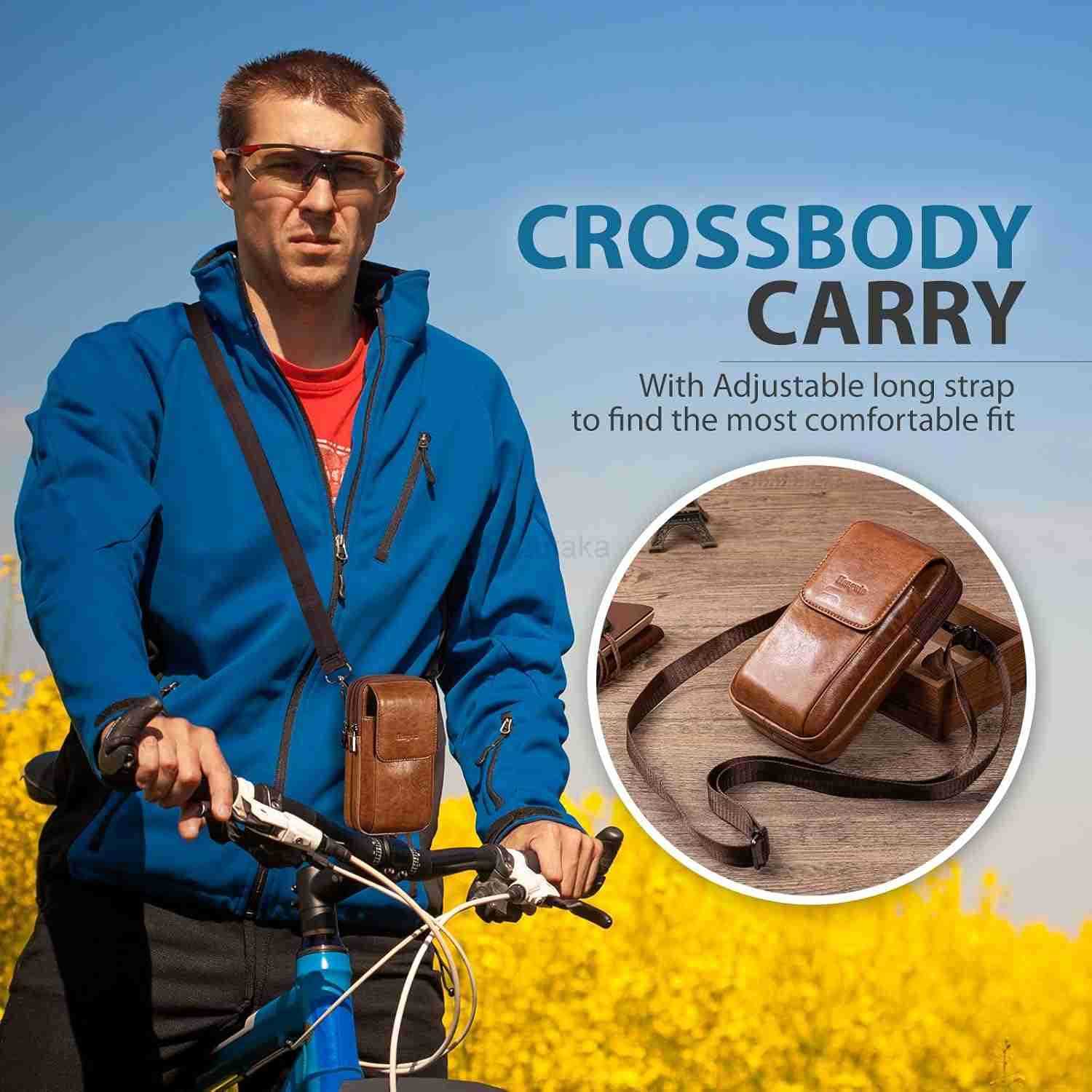 Genuine Leather Phone Holster for Belt Men Belt Clip Wallet Case Fit for iPhone 1615141312 Pro Max S25 Ultra Belt Pouch Travel Crossbody Cell Ph Z2509