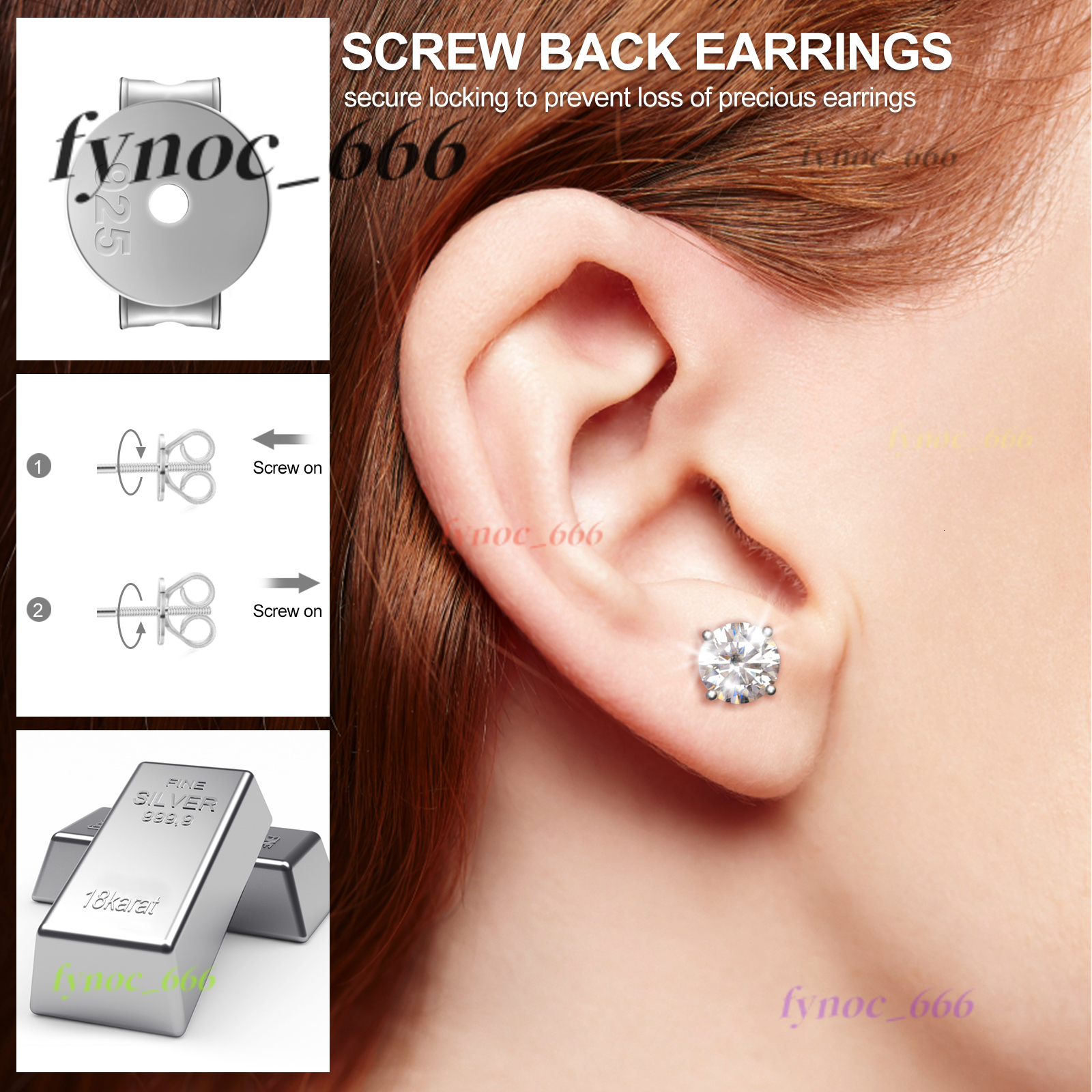 Wholesale Jewelry Classic 18K Gold Plated 925 Sterling Silver VVS Moissanite Diamond Stud Earrings Men Women
