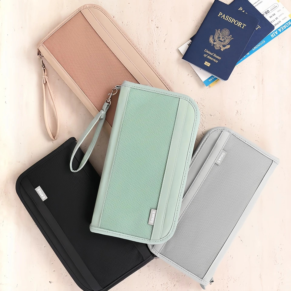 Boarding Passport Ticket Organizer Secure passport wallet with multiple card slots and quick scan ID RFID blockingtan250906