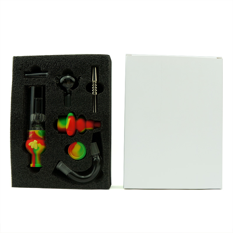 Silicone Smoking nectar collector Colorful Titanium nail collector For Tobacco Dry Herb Spoon Silicone Tobacco Pipes With Holes Glass Dab Oil Rigs Bon