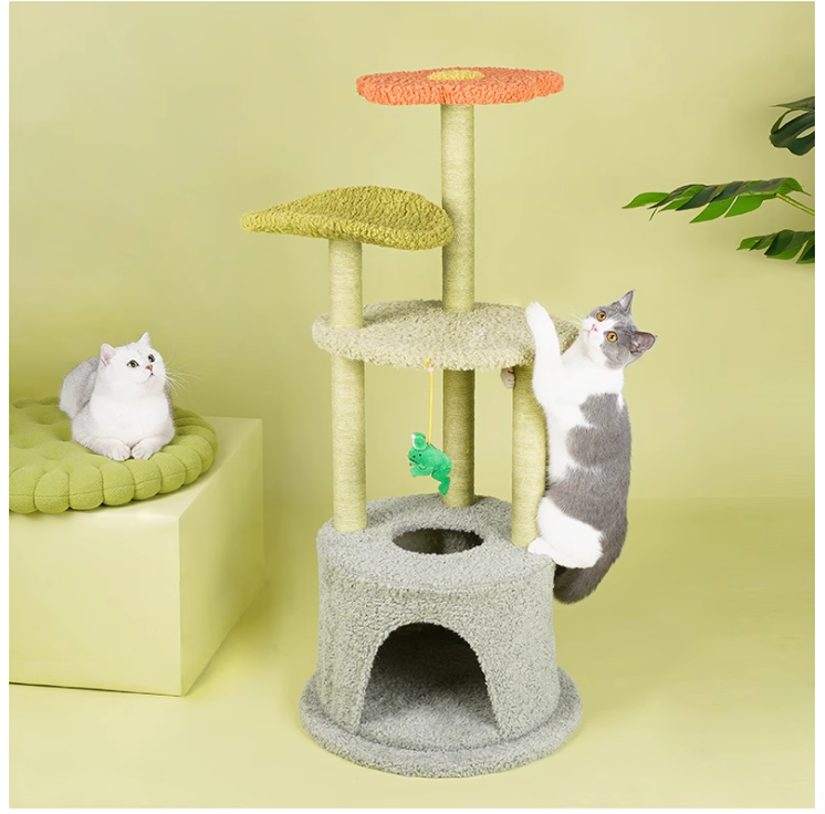 Multi-Functional Integrated Cat Furniture - Scratchable Column + Comfort Bed