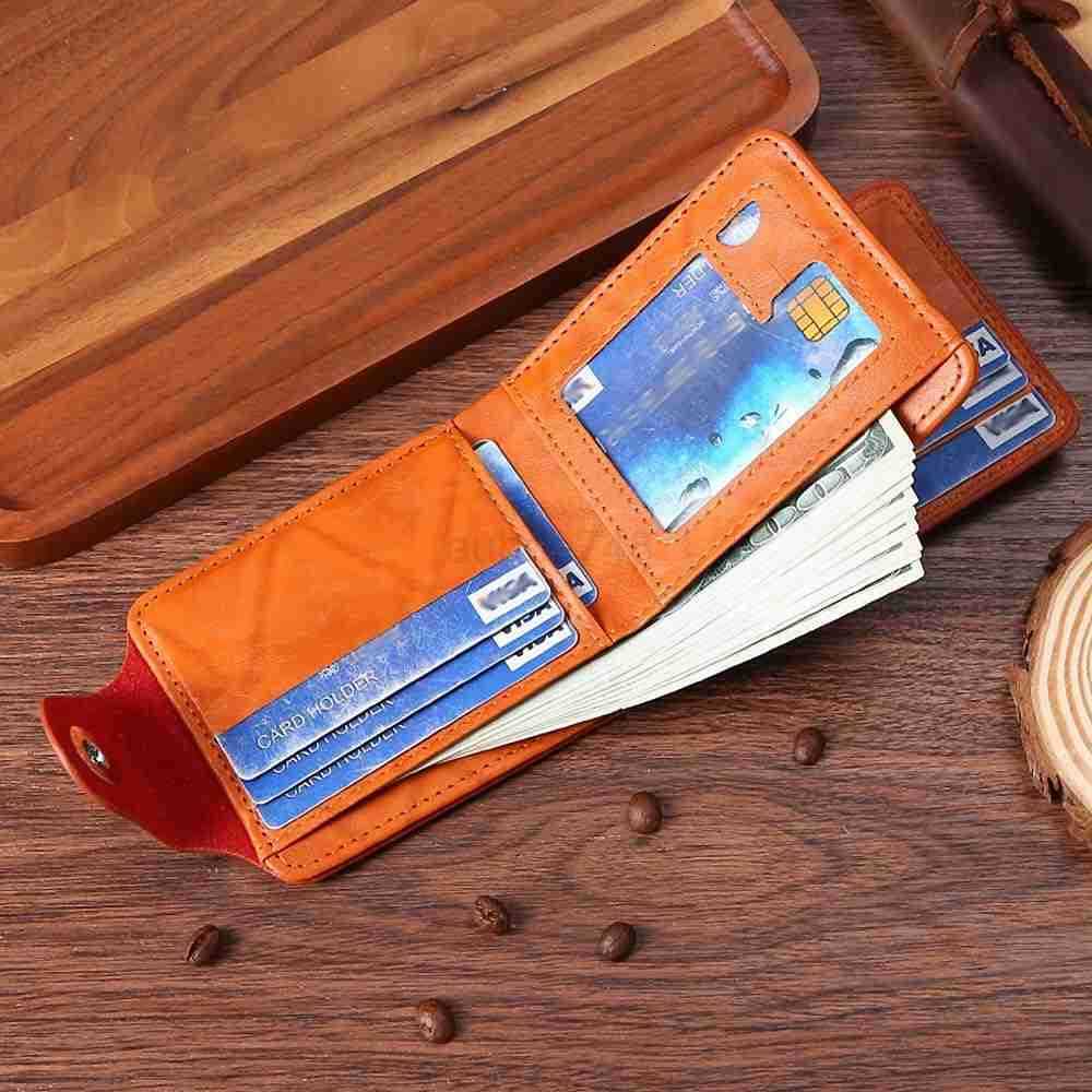 Men Bill Wallet PU Leather CARD Photo Holder Bifold Billfold Brown 100 DollarZ250910