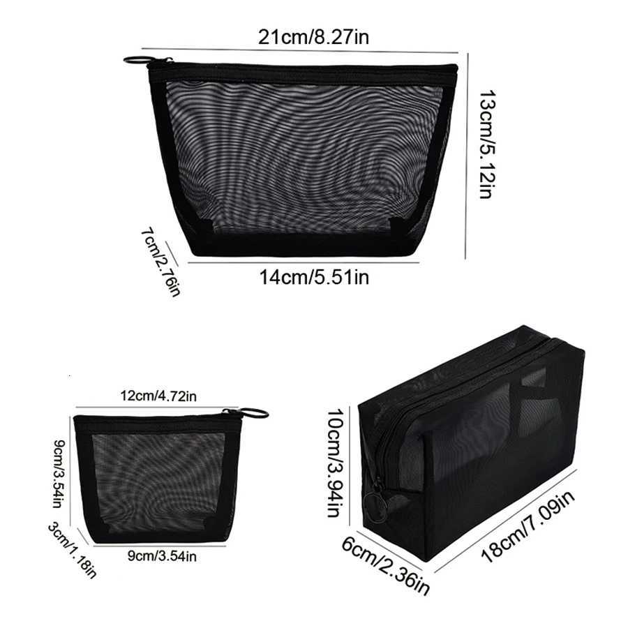3piece transparent mesh set 3piece large capacity classified toiletry bag portable storage bagXJ250910